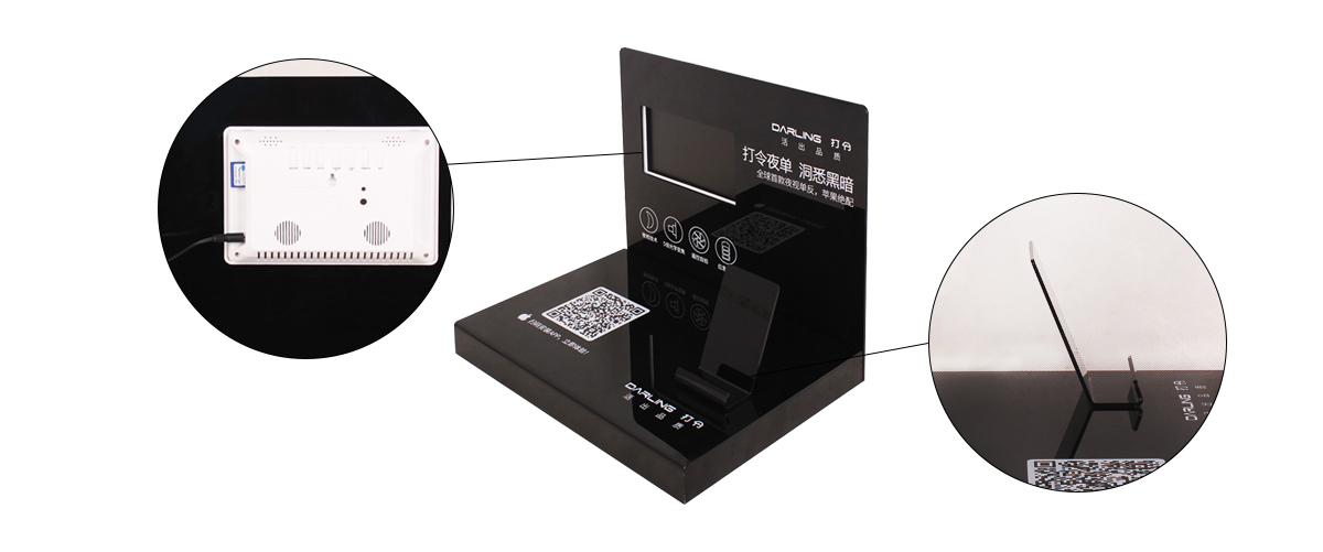 定制亞克力柜臺數(shù)碼相機(jī)展示架帶LCD屏 工廠定制